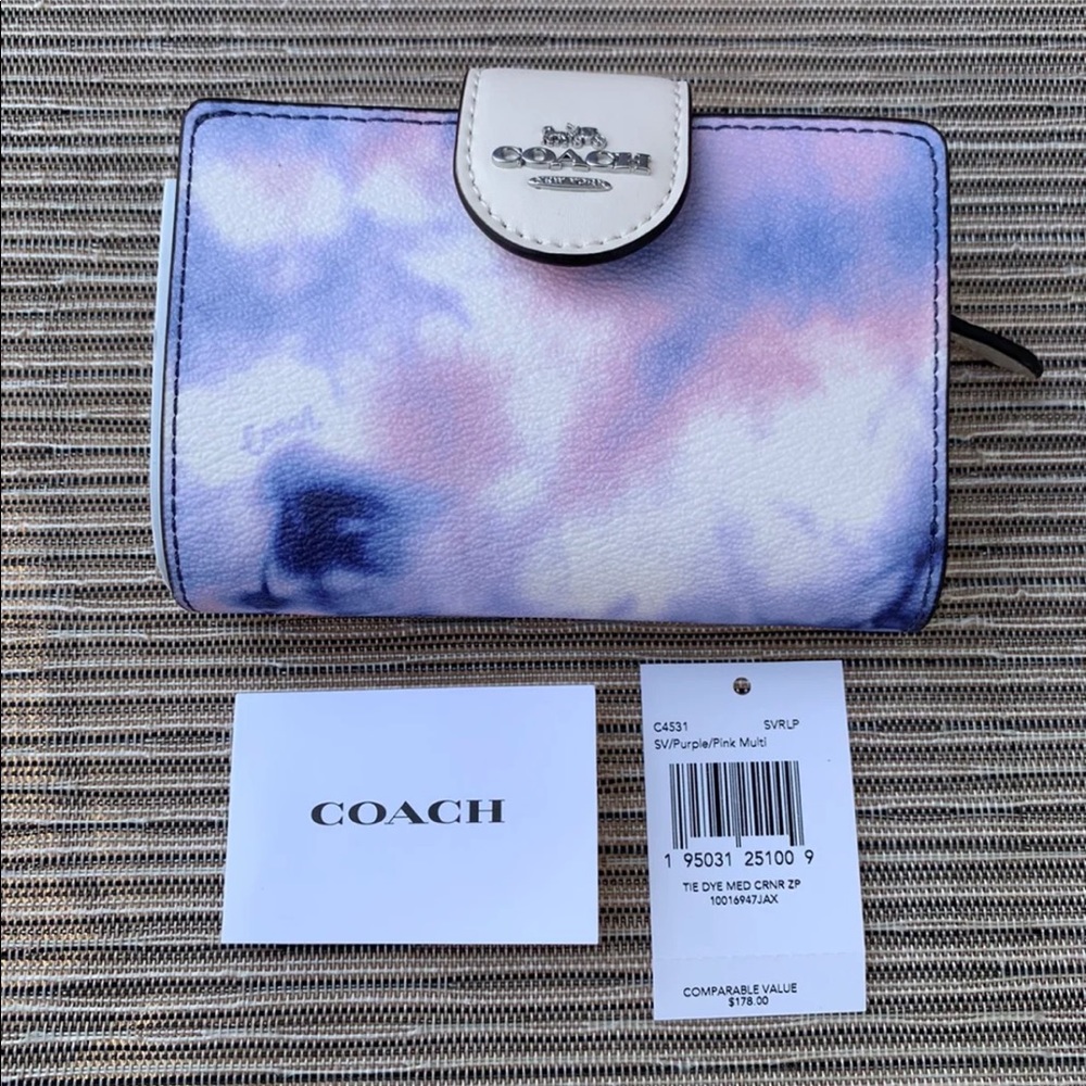 COACH Medium Corner Zip Wallet With Tie Dye Print